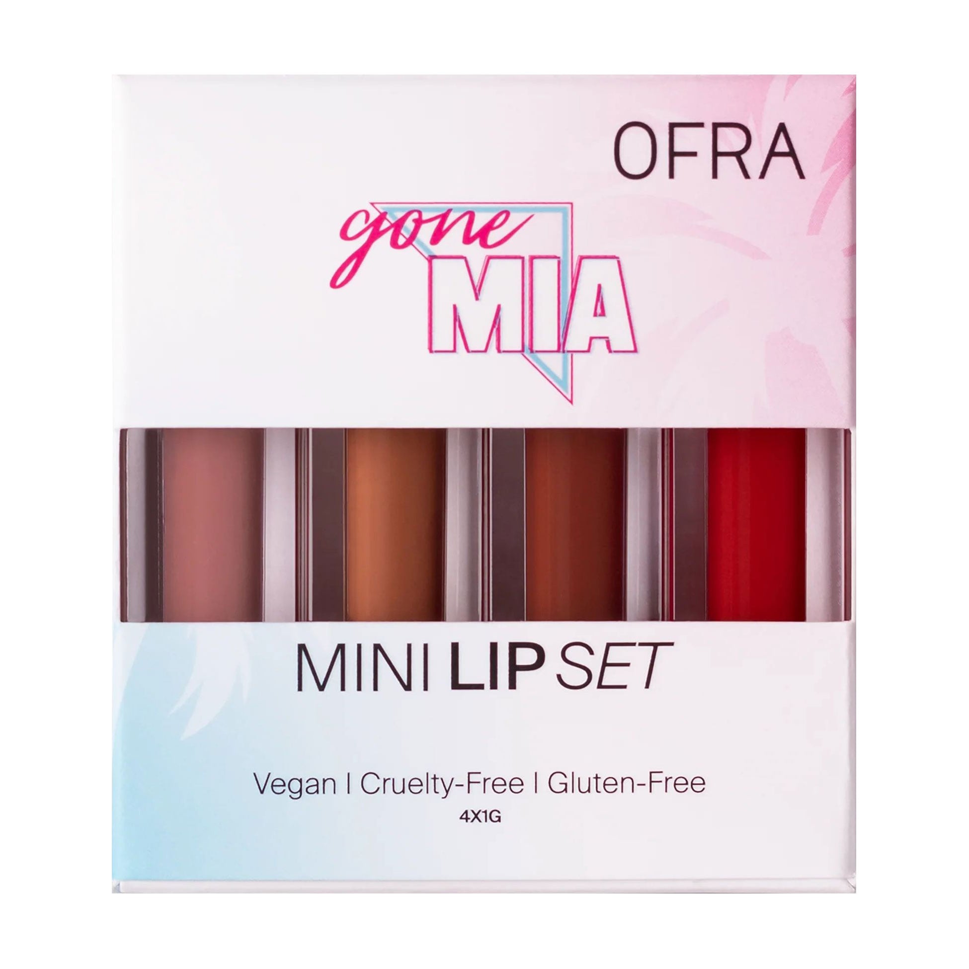 Набір рідкої помади для губ OFRA Gone MIA Long Lasting Liquid Lip Set (Sanibel, 1 г + Miami Fever, 1 г + Aventura, 1 г + Wynwood, 1 г)